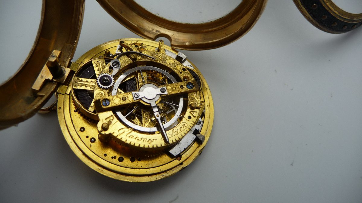 Skeleton Watch With A Striking Chime, In Vermeil, With A Double Case, By (glaesner In Lyon), -photo-4