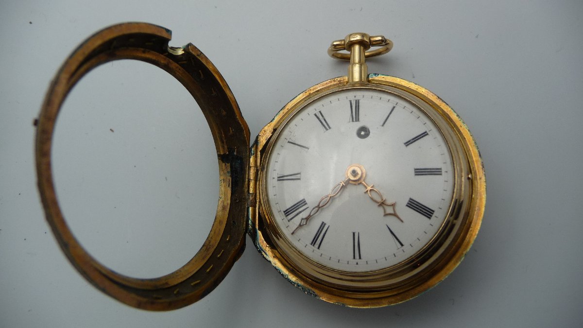 Skeleton Watch With A Striking Chime, In Vermeil, With A Double Case, By (glaesner In Lyon), -photo-1
