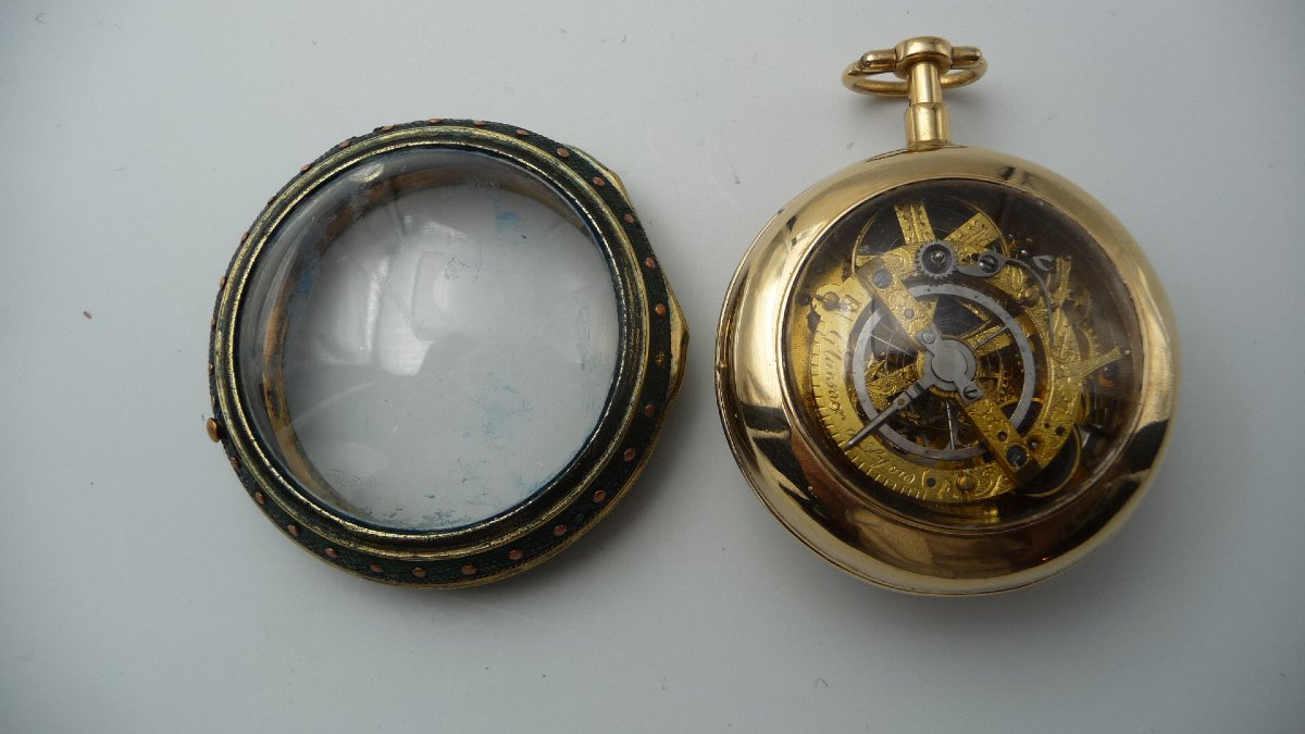 Skeleton Watch With A Striking Chime, In Vermeil, With A Double Case, By (glaesner In Lyon), -photo-3