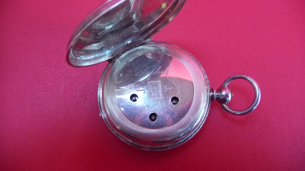 Silver Pocket Watch, Dual Time Zones, With A Jacot Duplex Escapement, Circa 1880.-photo-4