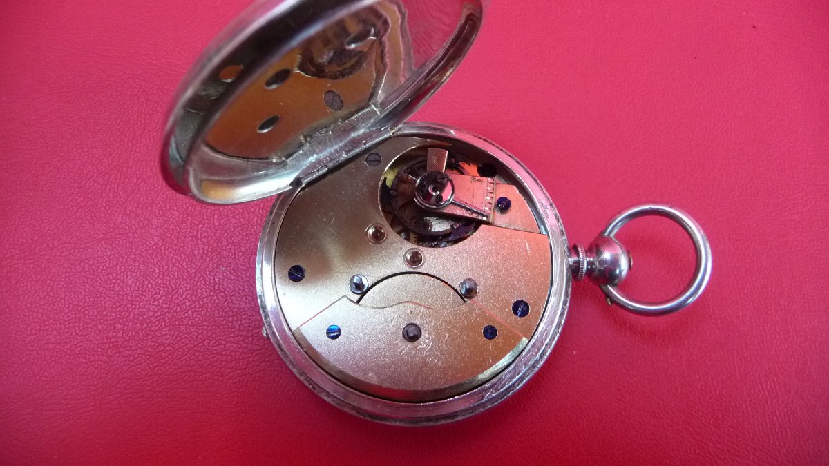 Silver Pocket Watch, Dual Time Zones, With A Jacot Duplex Escapement, Circa 1880.-photo-1