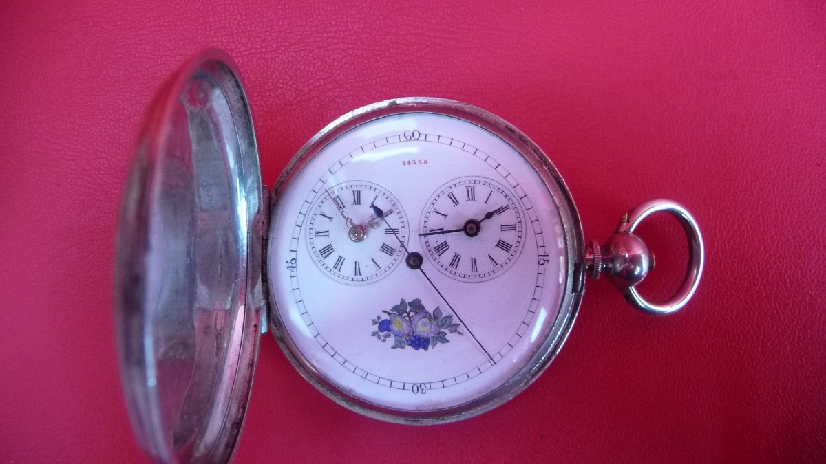 Silver Pocket Watch, Dual Time Zones, With A Jacot Duplex Escapement, Circa 1880.