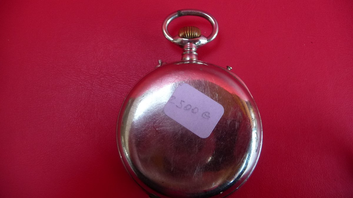 24-line Regulator Watch With A Nickel Case, Musical, And Visible Escapement, Circa 1900.-photo-2