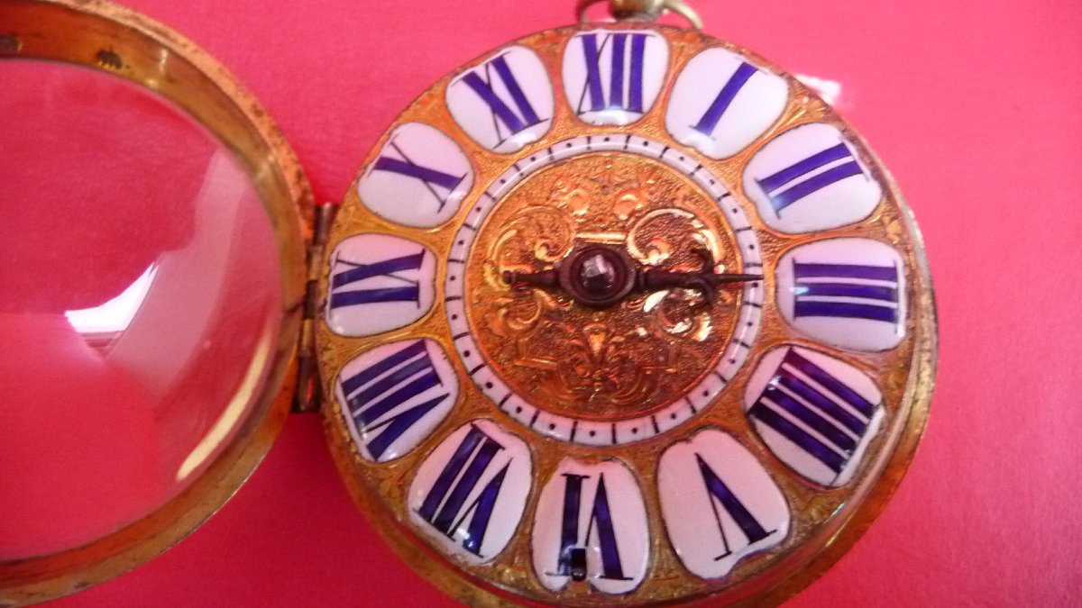Montre Oignon XVIIème  Louis XIV à une aiguille, du Maitre horloger Bernier à Paris vers 1680.-photo-2