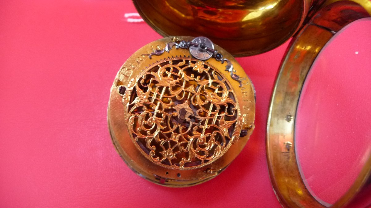 Montre Oignon XVIIème  Louis XIV à une aiguille, du Maitre horloger Bernier à Paris vers 1680.-photo-4