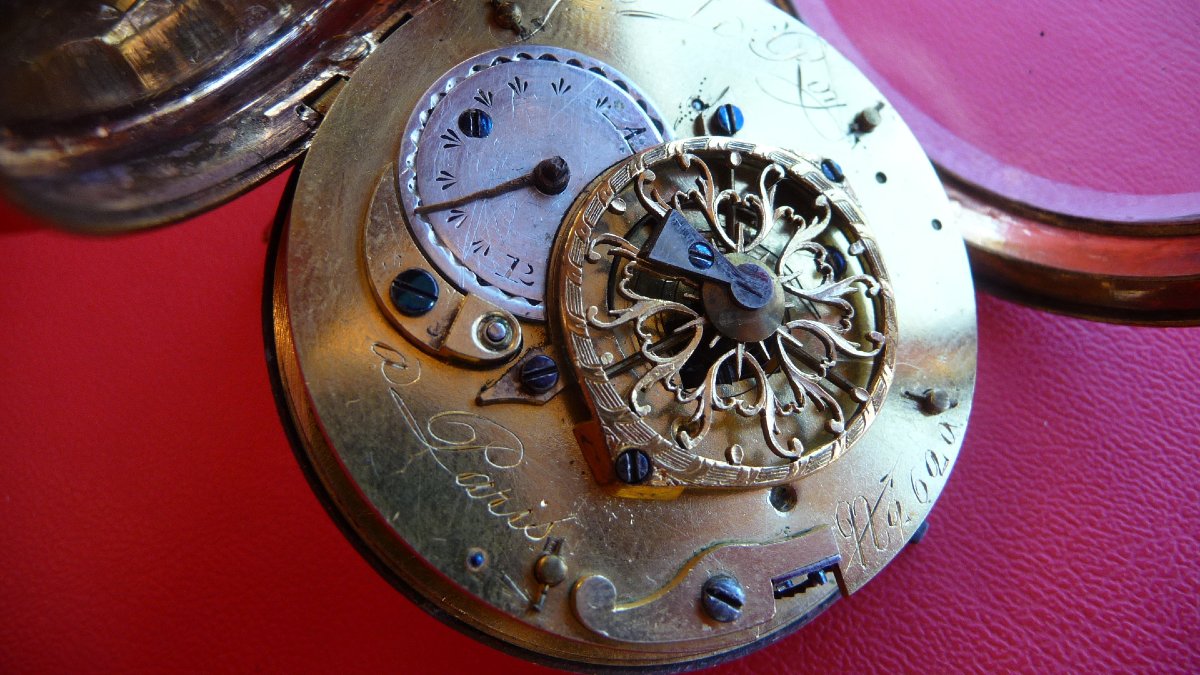 An Enameled Pomponne Watch From The Late 18th Century, Signed "leroy" In Paris, Circa 1780.-photo-4