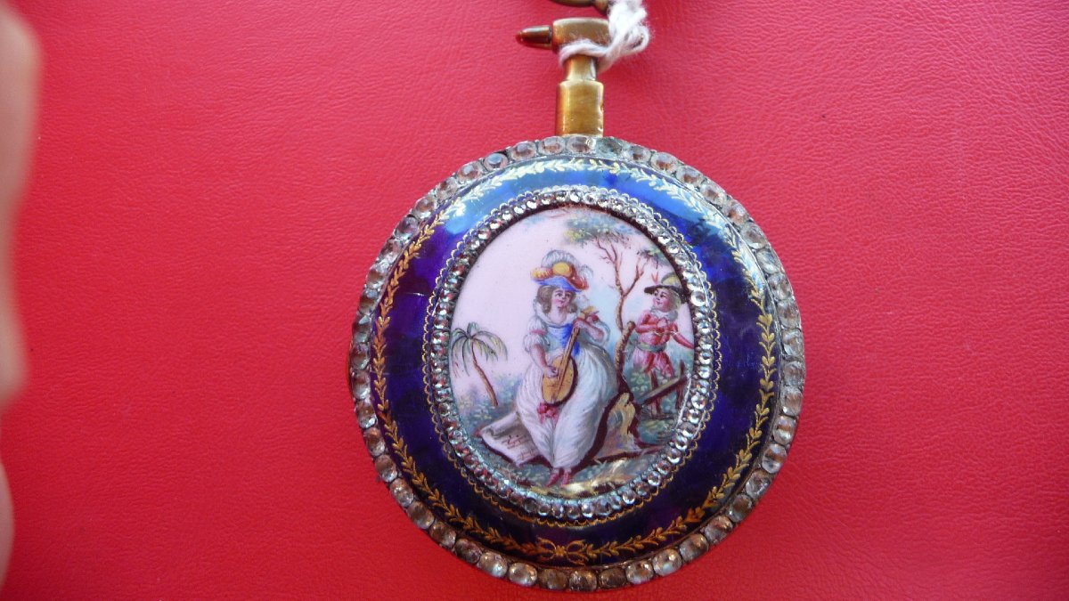 An Enameled Pomponne Watch From The Late 18th Century, Signed "leroy" In Paris, Circa 1780.