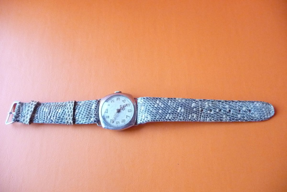 Men's Bracelet Watch In Nickel, Circa 1910.-photo-2
