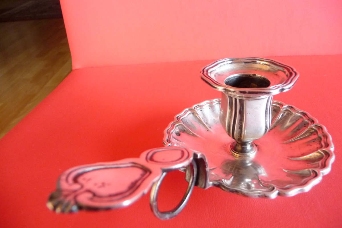 Regency Style Hand Candle Holder In Sterling Silver ,.-photo-3