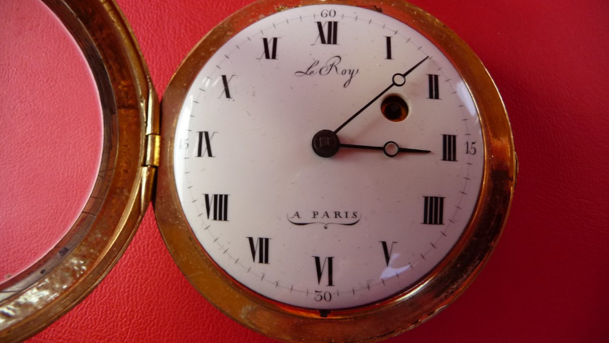  Montre XVIIIème émaillée de grand diamètre, signée Leroy, à Paris, Vers 1780.-photo-3
