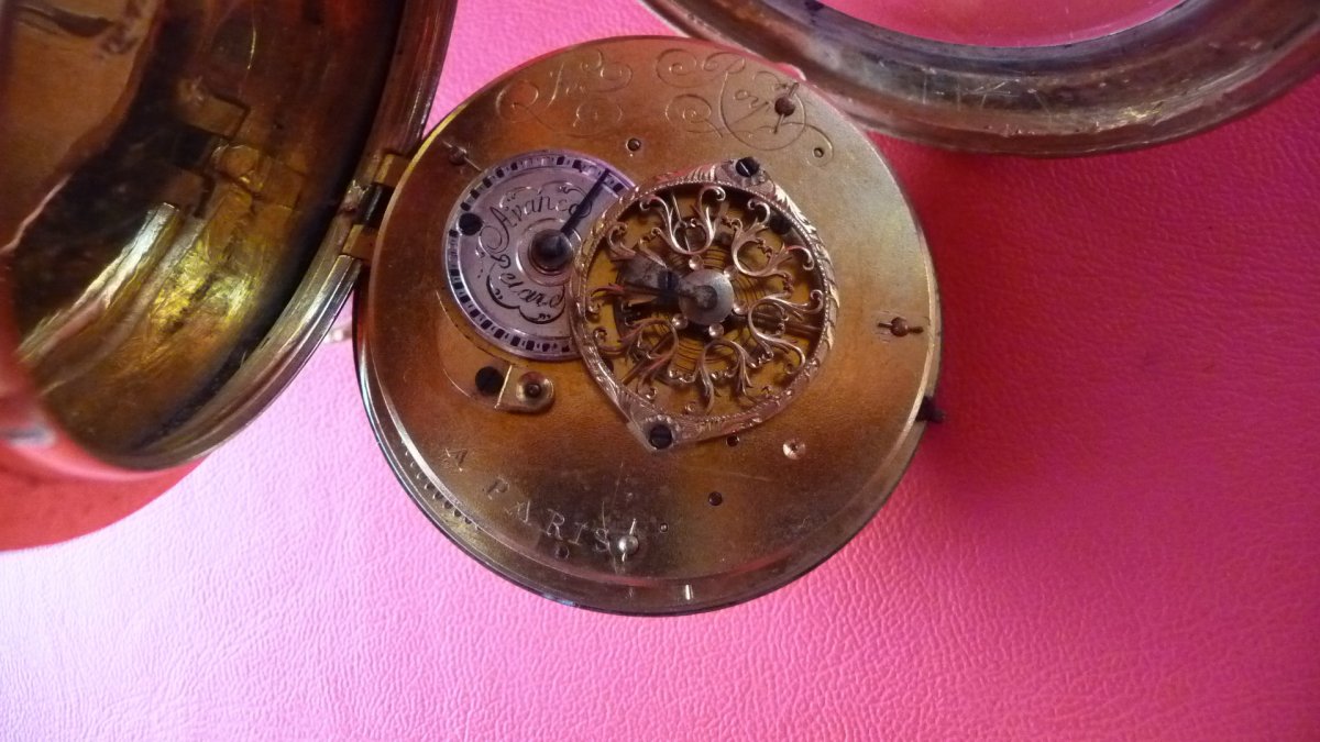  Montre XVIIIème émaillée de grand diamètre, signée Leroy, à Paris, Vers 1780.-photo-4