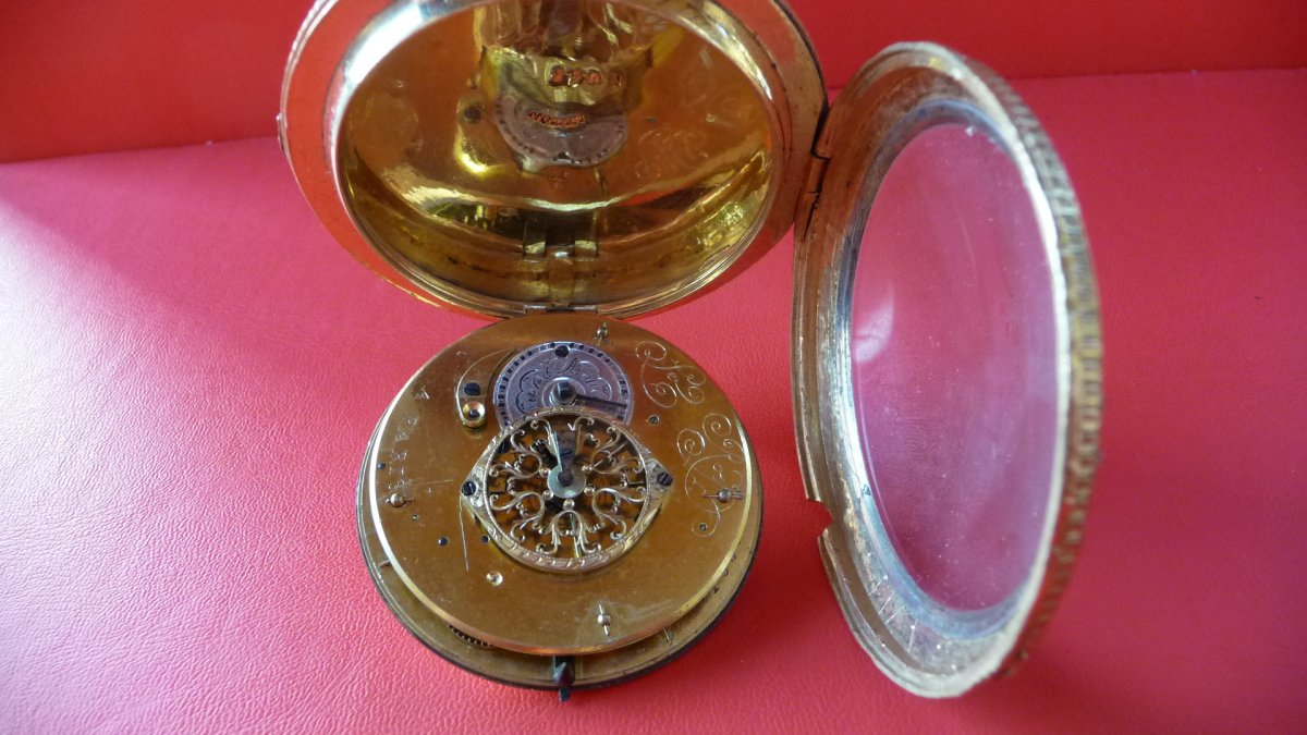  Montre XVIIIème émaillée de grand diamètre, signée Leroy, à Paris, Vers 1780.-photo-1