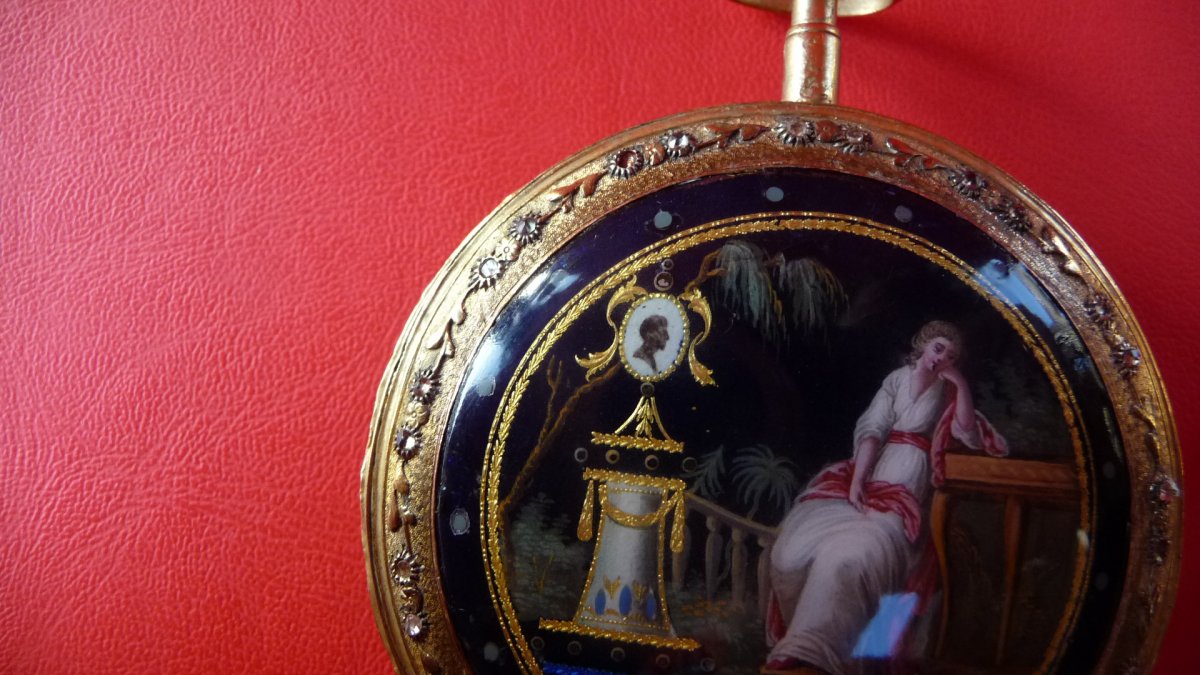  Montre XVIIIème émaillée de grand diamètre, signée Leroy, à Paris, Vers 1780.-photo-3