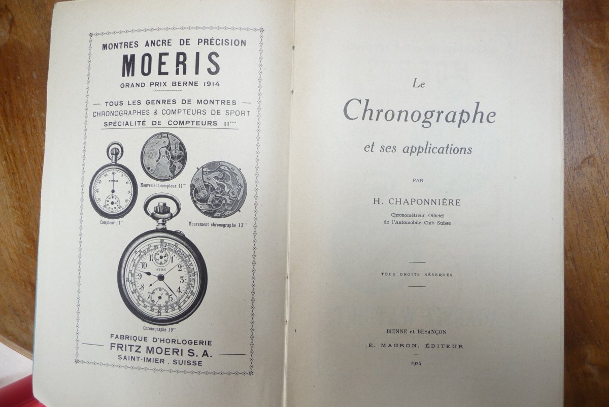 Chaponnière: Le Chronographe Et Ses Applications Bienne Et Besançon 1924-photo-2