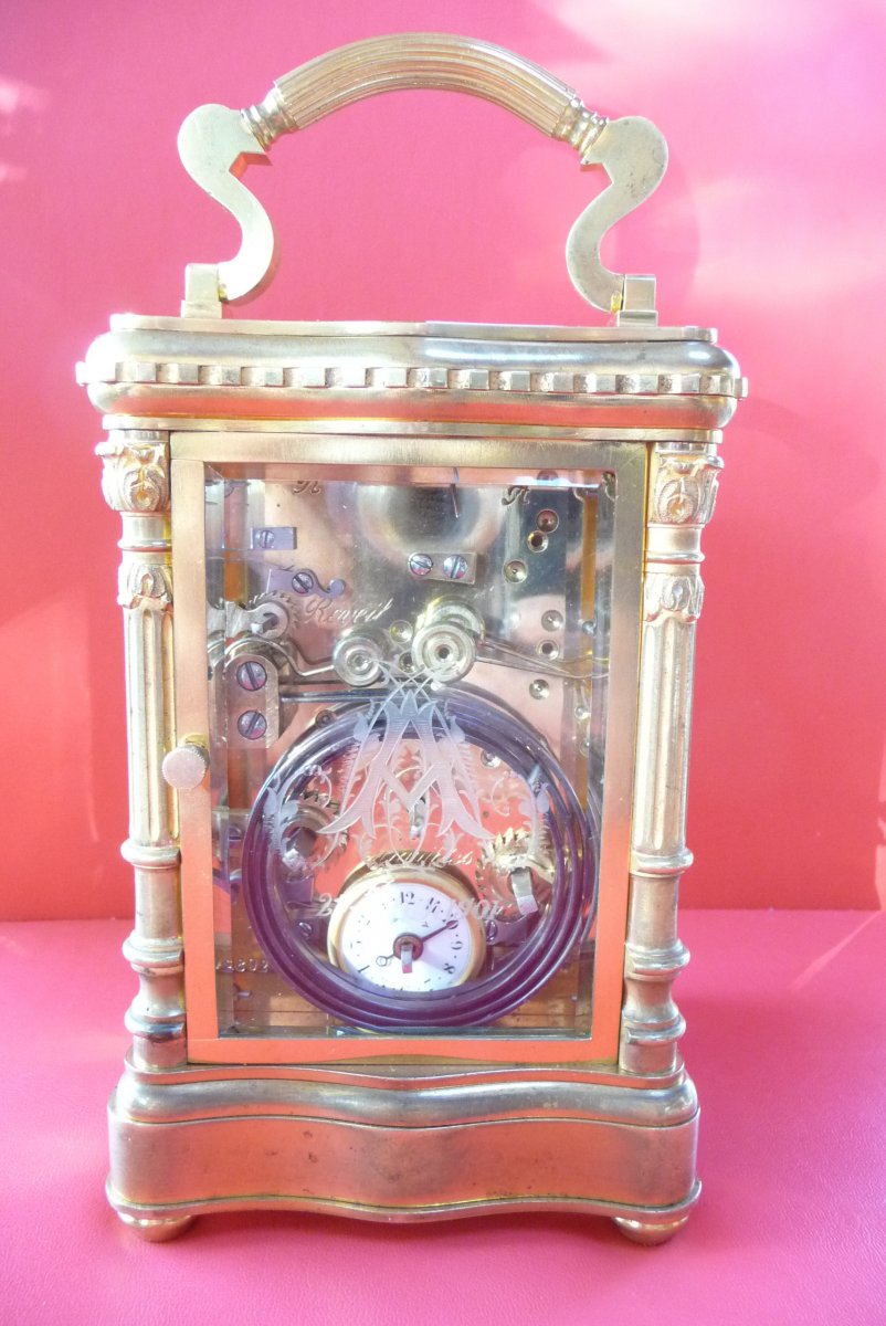 Grand Complications Gilt Bronze Officer Clock, Circa 1900.-photo-2