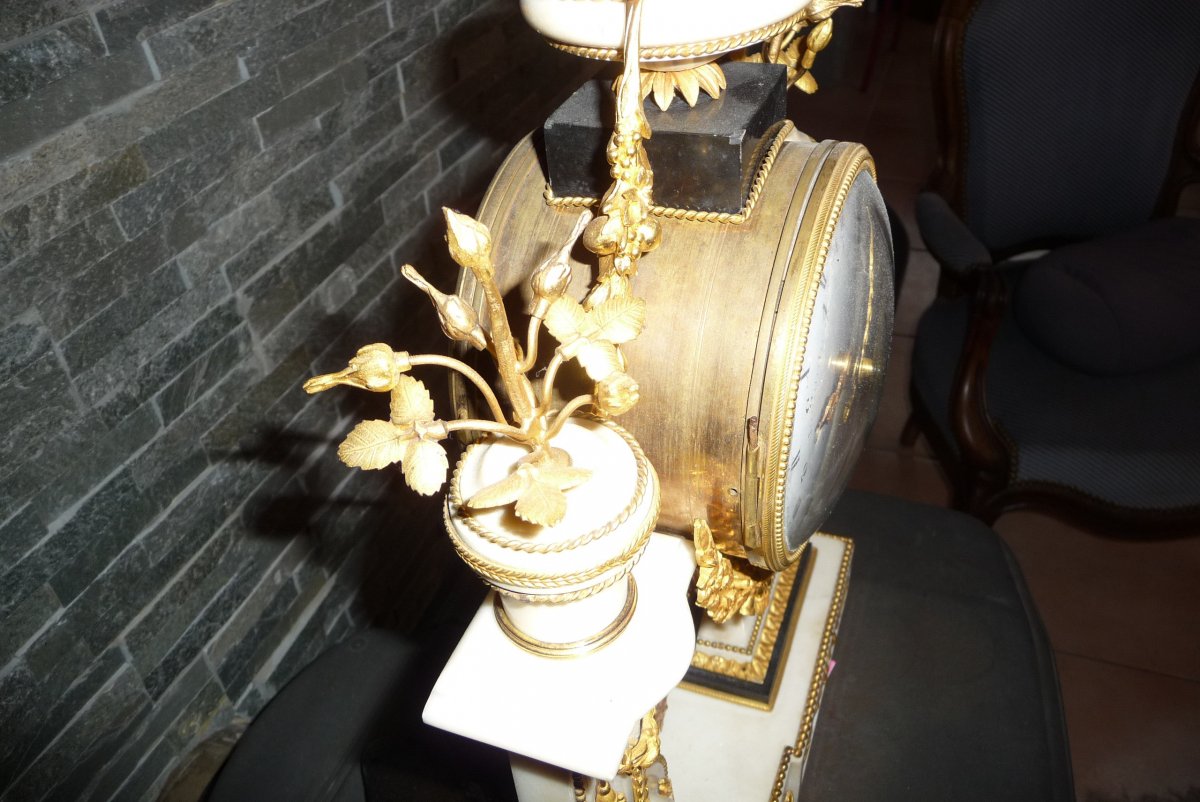 Decimal And Duodecimal Portico Pendulum From Revolutionary Era De Veyrin Paris Dated 1794-photo-2