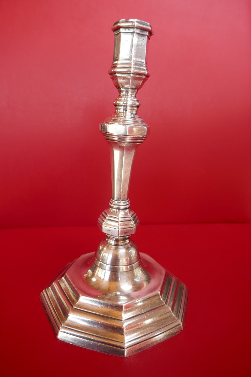 Louis XV Period Candlestick In Silver, From (françois Louis Garnier), Laval, Circa 1733.-photo-2