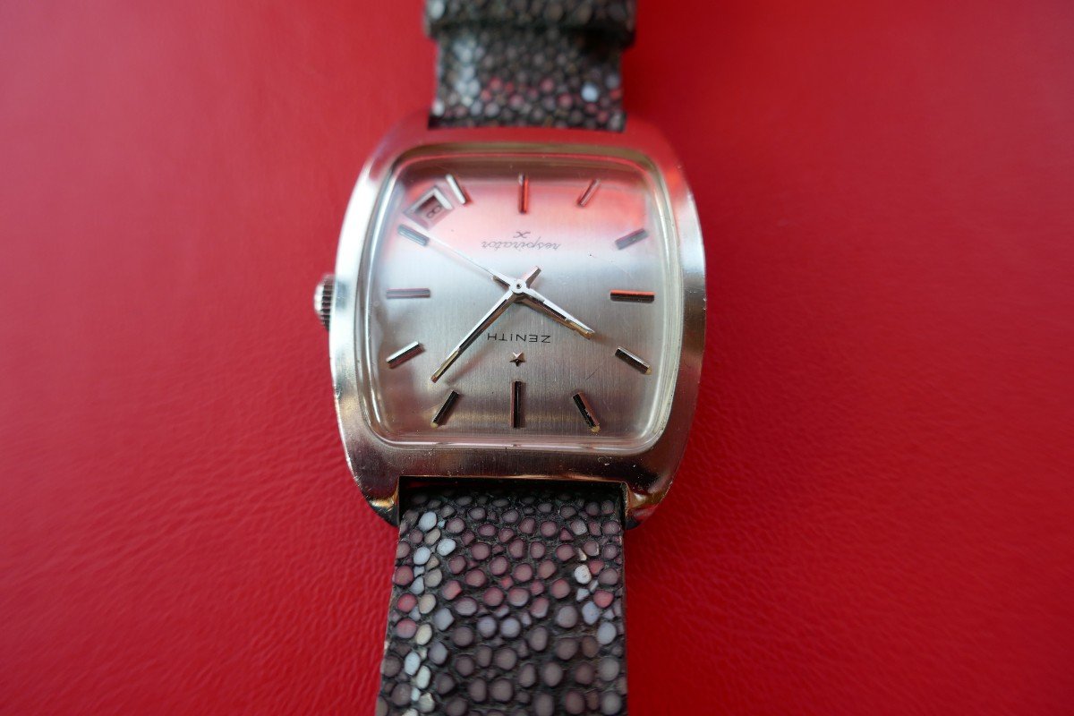 Men's Bracelet Watch (zenith-respirator) In Steel, From The 70s.-photo-2