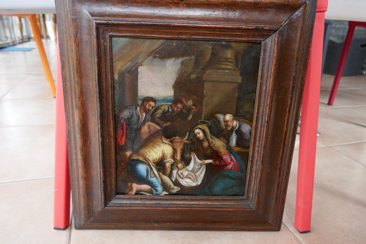 Rare Tableau Sur Cuivre (adoration Des Bergers) époque XVIIème