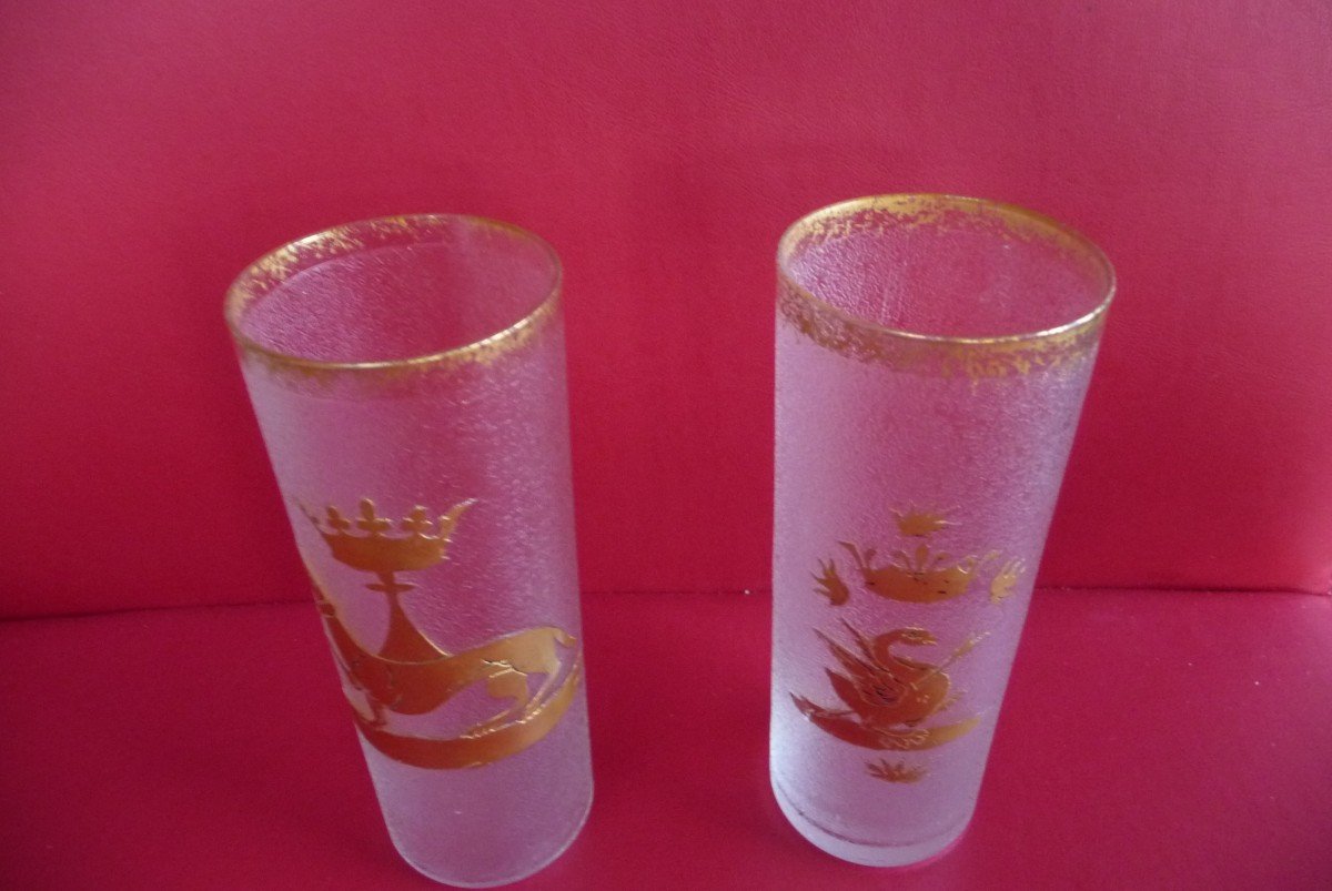 Pair Of Engraved And Gilded Glass Vases, With Arms, Of Anne De Bretagne And Claude De France-photo-4