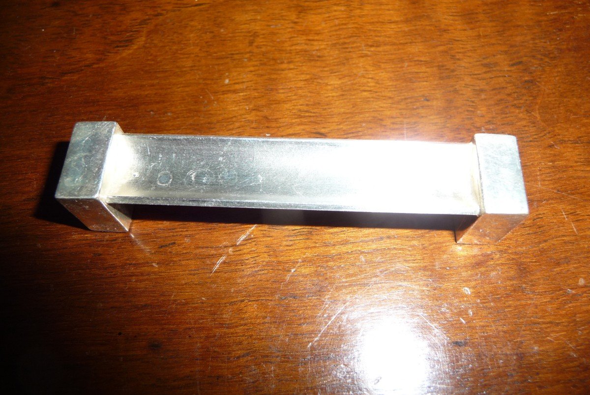 12 Art Deco Knife Holders, In Silver Metal In Original Box, Circa 1930.-photo-4