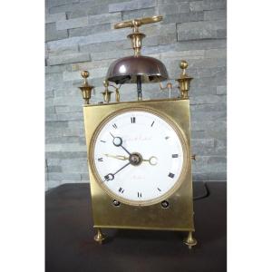 Capucine Clock With Bell And Alarm, 18th Century, Signed Chabault Vautard In Orléans.