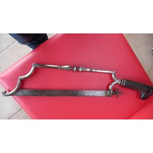 Very Rare 18th Century Forged And Engraved Steel Surgeon's Saw With Ebony Handle