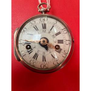  Montre oignon à sonnerie alarme  en argent, d'époque Louis XV, de (Debeu à Paris)