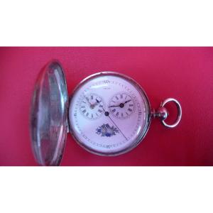 Silver Pocket Watch, Dual Time Zones, With A Jacot Duplex Escapement, Circa 1880.