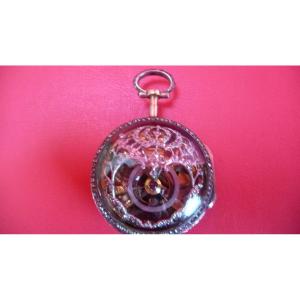 Montre squelette XVIIIème en or, sertie de pierres précieuses, de (Abraham Colomby), vers 1780