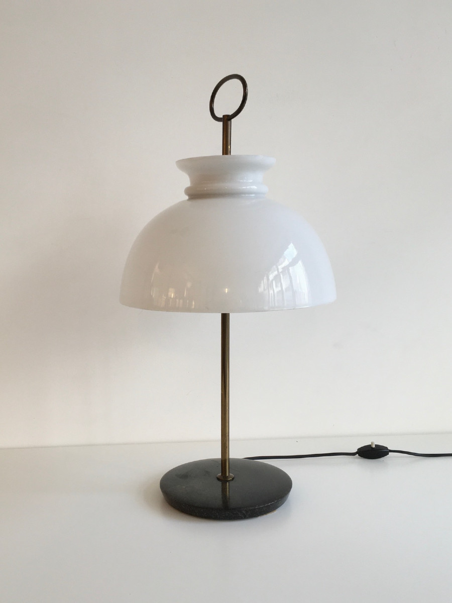 Italian Opaline Glass Lamp, From The 1950s-photo-2