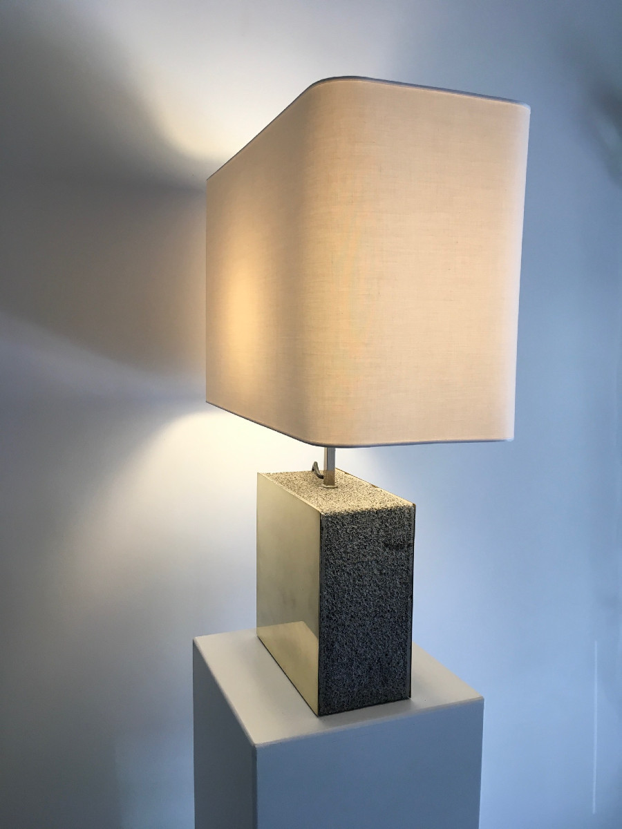 Table Lamp With Brass And Concrete Base-photo-2