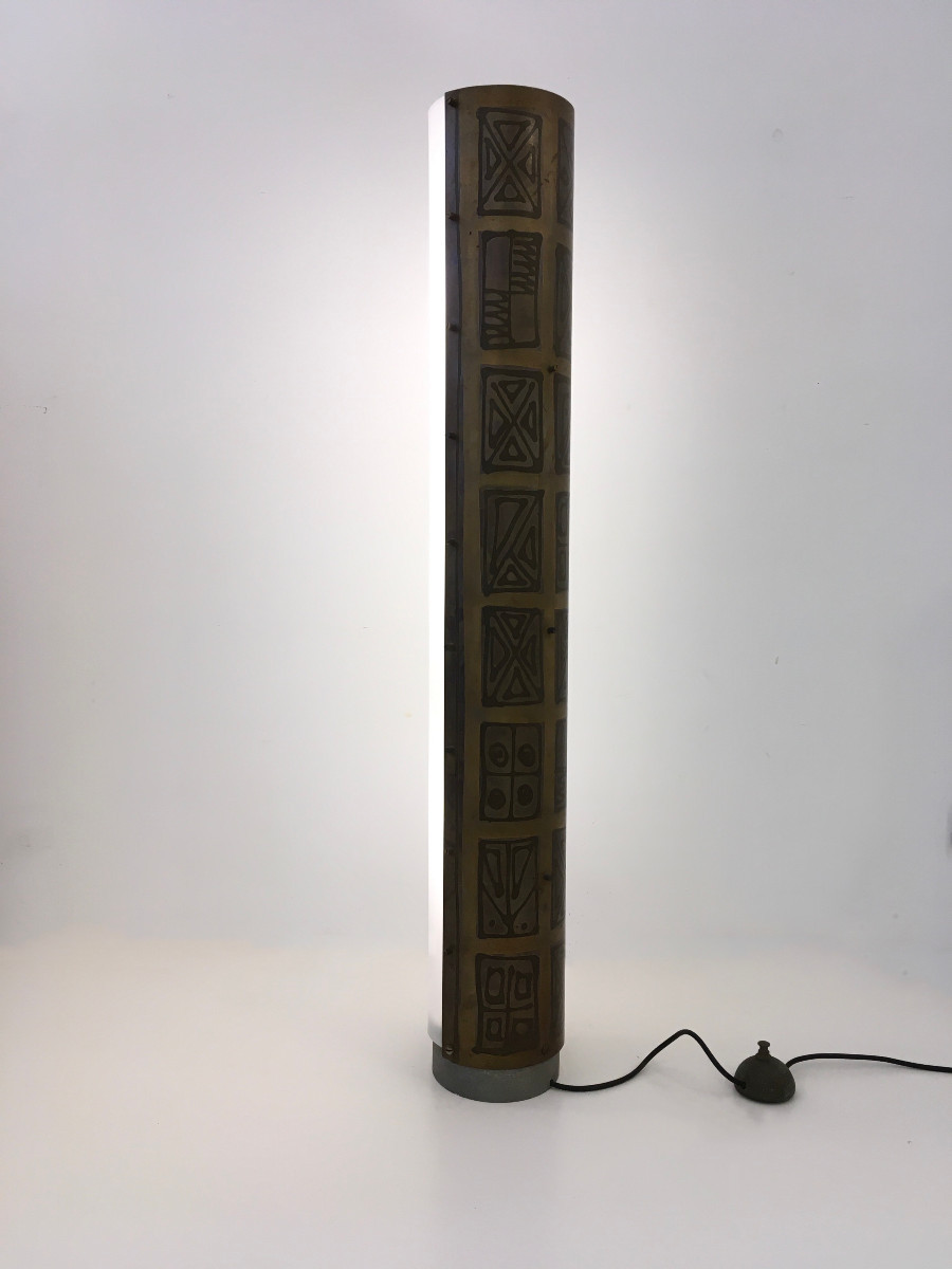 Lampe colonne brutaliste diffusante, Italie 50'-photo-3