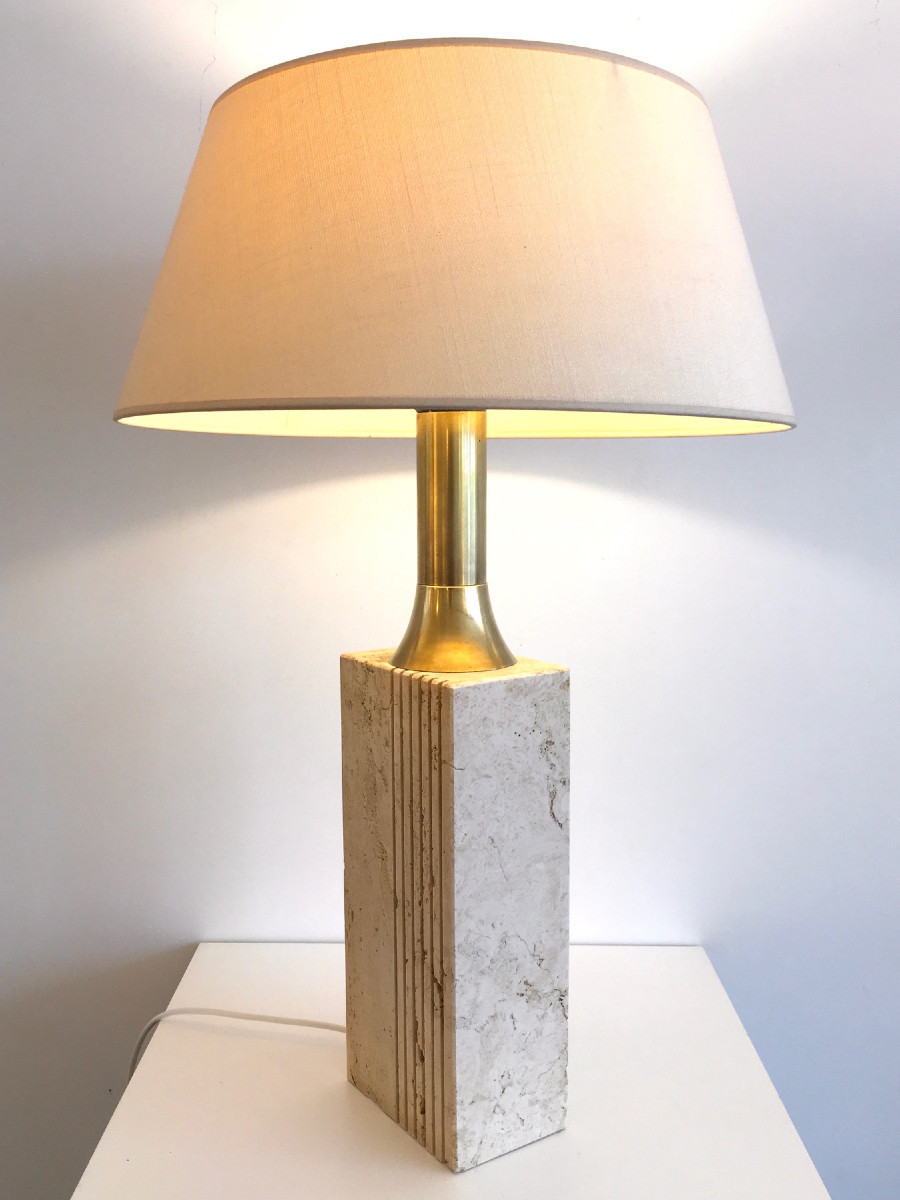 Lampe a poser Fratelli Manelli Italie travertin 70'-photo-3