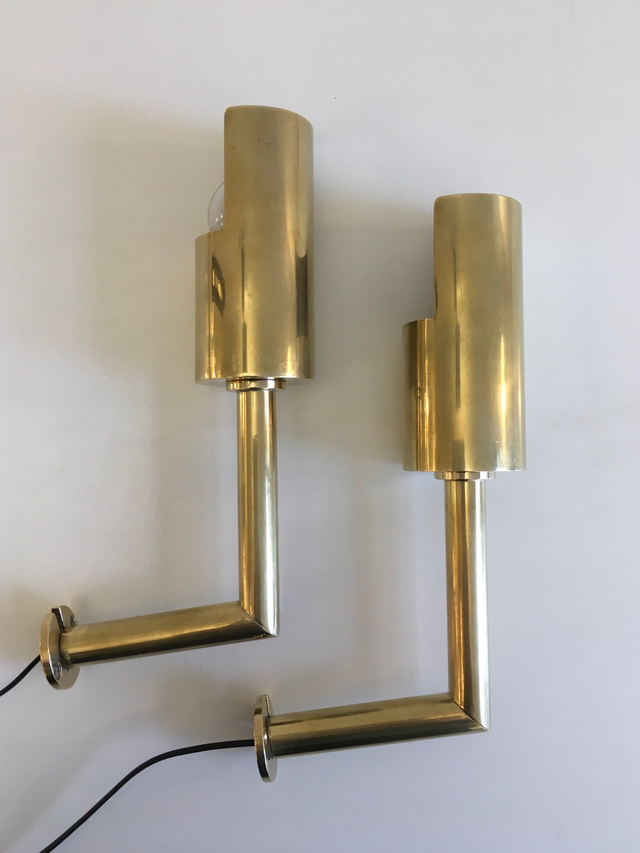Pair Of Brass Sconces-photo-3