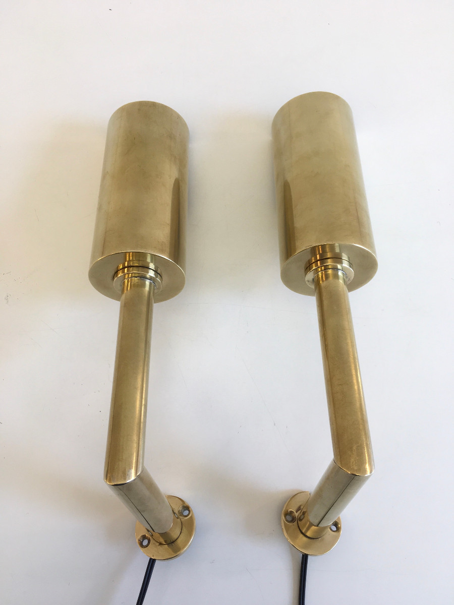 Pair Of Brass Sconces-photo-4