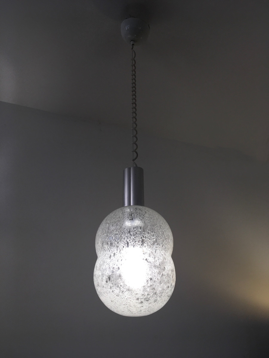 “bilobo” Pendant Light In Murano Glass, Tobia Scarpa Flos 1963-photo-2