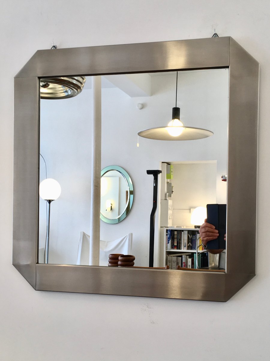 Miroir acier brossé Valenti, Italie 70'