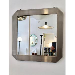 Miroir acier brossé Valenti, Italie 70'