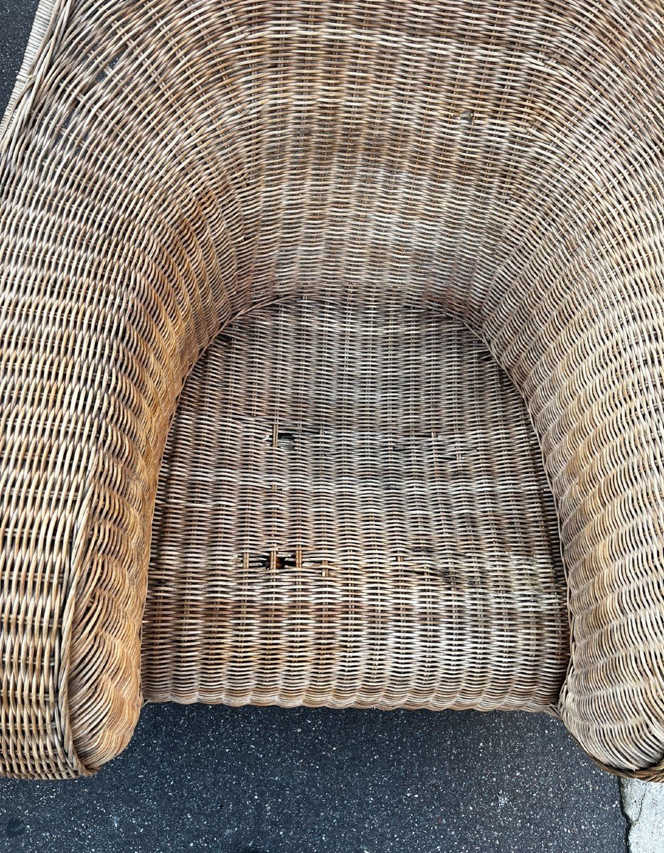 Italian Rattan Set From The 1920s (2 Armchairs, Sofa)-photo-3