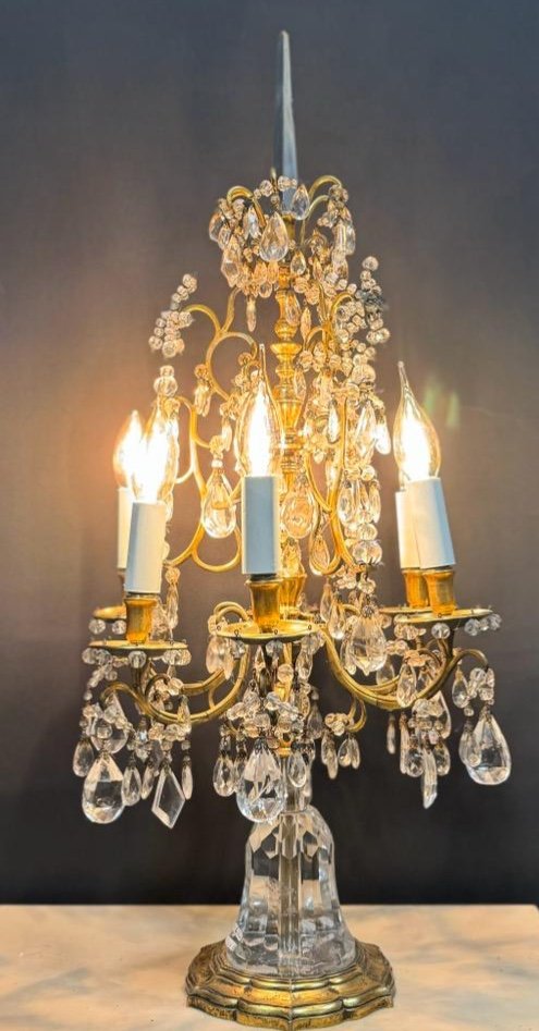 Girandole In Gilt Bronze And Rock Crystal 20th Century 18th Style Can Be Ringed