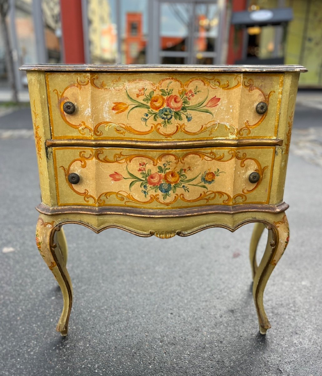 Lacquered Commode With Mirror, 20th Century-photo-3