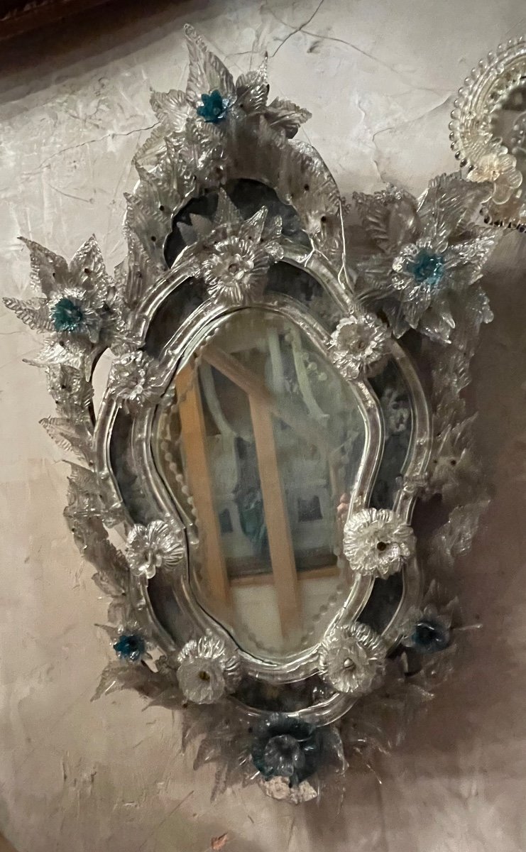 Miroir  En Verre De Murano 19 Eme Siècle -photo-4