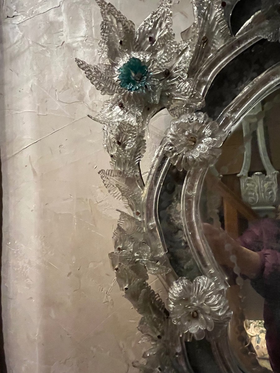 Miroir  En Verre De Murano 19 Eme Siècle -photo-1