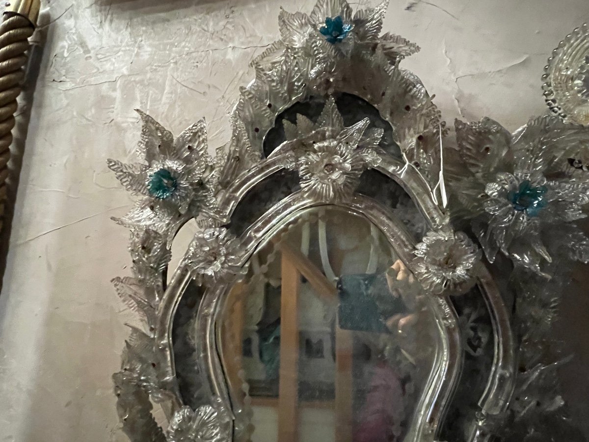 Miroir  En Verre De Murano 19 Eme Siècle -photo-3