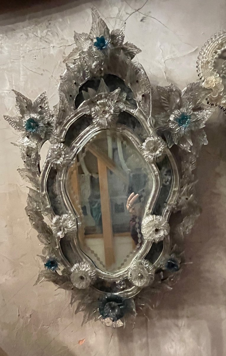 Miroir  En Verre De Murano 19 Eme Siècle 