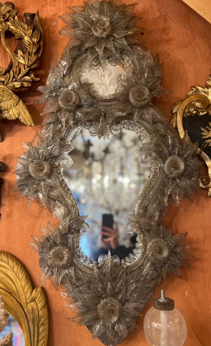 Miroir En Verre De Murano, XIXe Siècle 