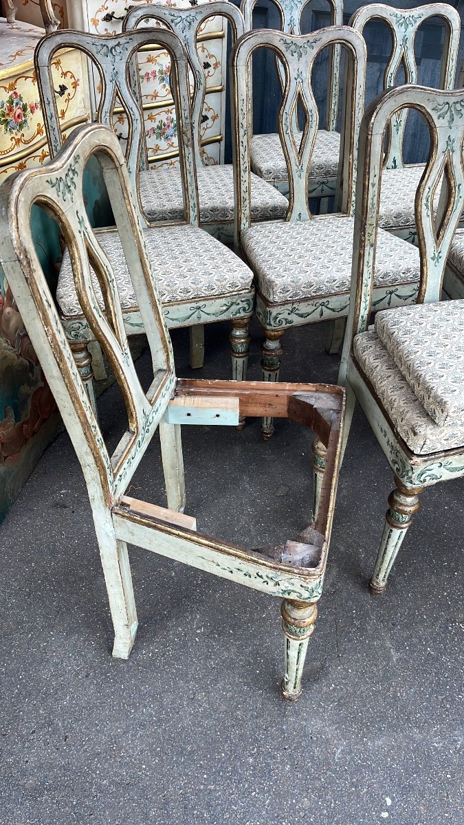 Series Of 8 Italian Painted Chairs Late 18th Century -photo-2