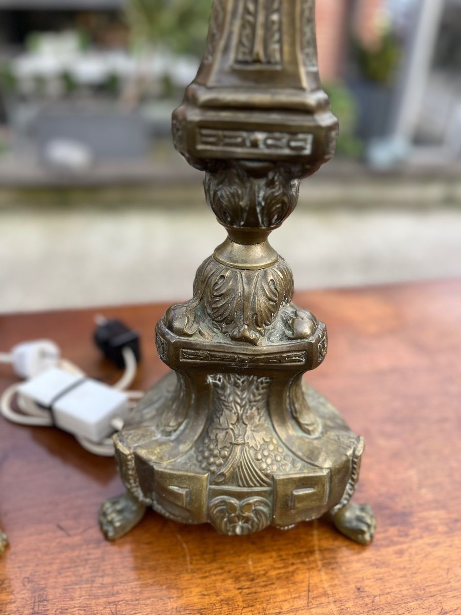 Paire De Candélabres Montés En Lampes, Fin XVIIIe Siècle-photo-4