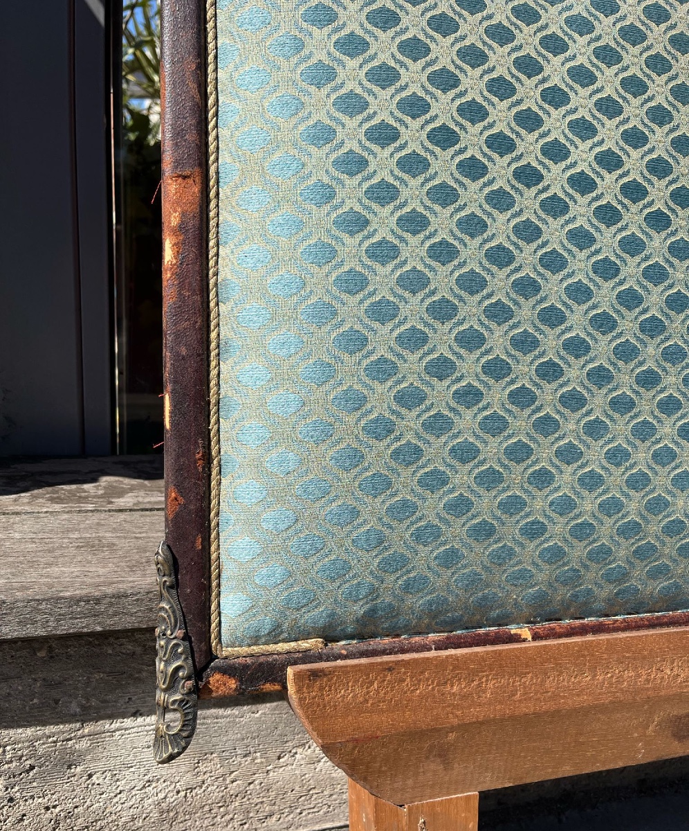 17th Century Italian Style Patinated Repoussé Metal Headboard -photo-1